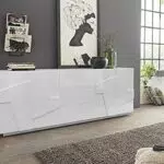 Dmora Bianco Lucido Credenza Moderna a 4 Ante e 3 cassetti