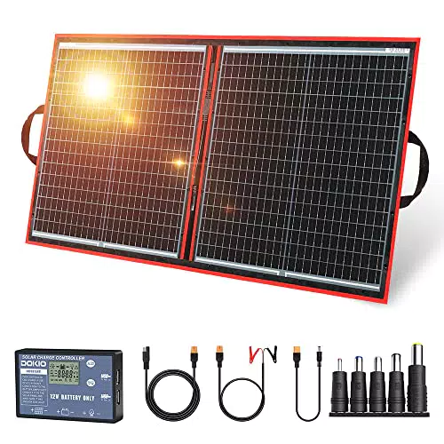 DOKIO 80W Pannello Solare Portatile, Mobile e Pieghevole 1 Regolatore 10A Serie con Presa USB 5V 2A
