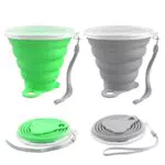 Elezenioc silicone bicchiere pieghevole, 2 pcs bicchiere portatile pieghevoli con coperchio in richiudibile plastica tazza da riutilizzabile