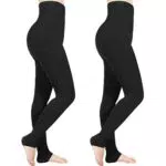 Emooqi Leggins Invernali Donna, 2 Paia Leggings Termici A Vita Alta
