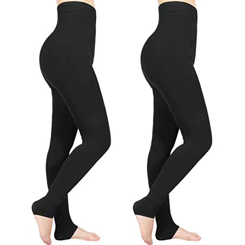 Emooqi Leggins Invernali Donna, 2 Paia Leggings Termici A Vita Alta