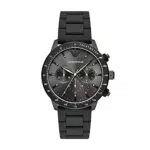 Emporio Armani Orologio Uomo, movimento cronografo, cassa in acciaio inossidabile canna di fucile 43 mm con cinturino misto