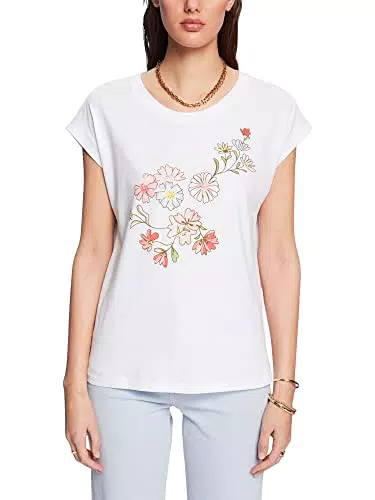 ESPRIT 043ee1k321 T-Shirt, 100/bianco