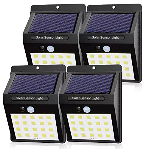 EXTRASTAR Luce Solare LED Esterno, Faretti Solari da Giardino Lampada Solare con Sensore di Movimento Impermeabile Faretti Solari a Led da Esterno Lampade Solari Led da Esterno