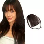 FESHFEN Frangia Clip Capelli Veri, 100% Frangia Finta Veri Naturali Sottile Frangetta Air Bangs Finta Frangia Capelli Clip Frangia Extension Donna