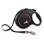FLEXI - Nuovo guinzaglio retrattile classico per cani fino a 50 kg - Cinturino ultra resistente - Sistema di guida e frenata a 360° - Fabbricato in Germania - L - 8 m - Nero
