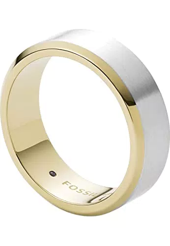 Fossil Modello "All Stacked Up", Anello da Uomo in Acciaio Inossidabile, taglia 8