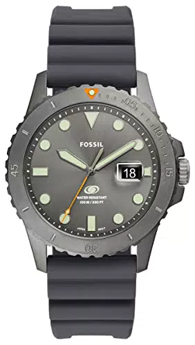 Fossil Orologio da uomo Fossil Blue Movimento al quarzo/data a tre lancette Cassa 42 mm con cinturino in silicone FS5994
