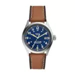 Fossil Orologio Defender da uomo, movimento solare, cassa in acciaio inossidabile argento da 40 mm con cinturino in pelle ProPlanet