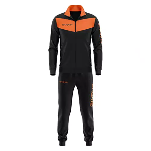 Givova Visa, Tuta da Ginnastica Uomo, Nero/Arancio Fluo