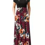 GNRSPTY Vestiti Donna Lunghi Manica Corta Estivi Colore Bloccato Stampa Floreale Lungo Vestito Spiaggia Cerimonia Sera