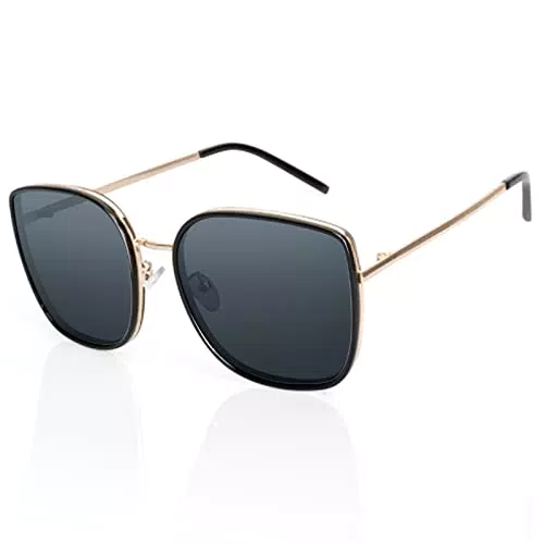 GOGELAS Occhiali da sole oversize da donna Lente piatta quadrata di tendenza Montatura in metallo