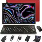 GOODTEL Tablet 10 Pollici 10GB RAM + 64GB ROM, con Custodia, Tastiera e Mouse, Rosso