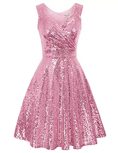GRACE KARIN Abito da Cerimonia Senza Maniche, rosa, XL