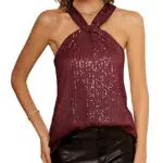 GRACE KARIN Camicetta da Donna con Paillettes Festive Top con Paillettes da Donna CL1537-03_0XL