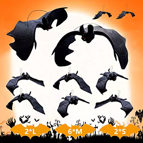 Halloween Decorazioni 10 Pezzi Decorazioni di Pipistrelli di Halloween Forniture per Feste di Halloween Pipistrello Appeso 3D Pipistrello Giocattolo di Gomma Pipistrello Carino spettrale Appeso