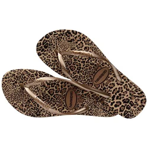 Havaianas Slim Animals, Flip flops Donna, Sand Grey Golden