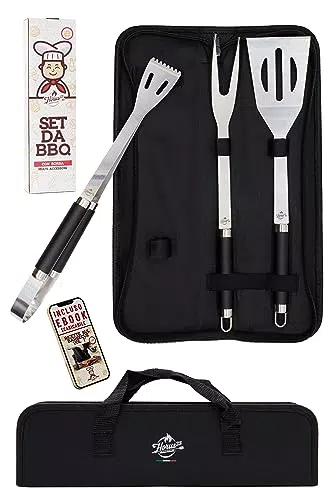 Horus23 Set Accessori Barbecue Professionale - 3 Utensili BBQ: Pinze