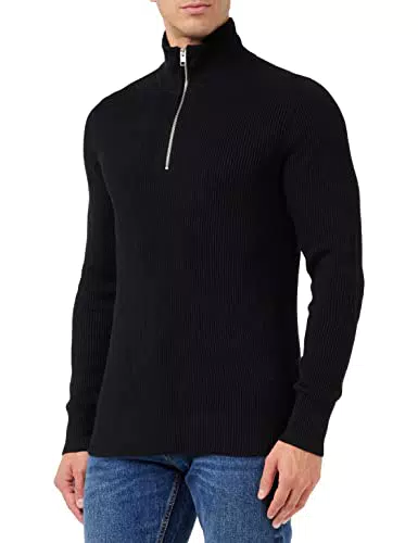 JACK & JONES Maglioncino Collo Alto con Zip. Nero