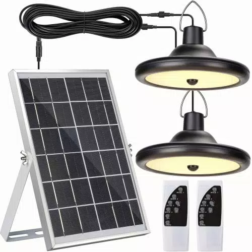 JACKYLED Lampade a Sospensione Solari, 4 Modalità Lampade Solari da Esterno con Sensore di Movimento