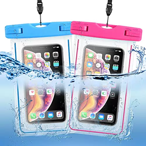 KEELYY Custodia Impermeabile Smartphone, 2 Pezzi 6.7 Pollici Custodia Subacquea Smartphone IPX8 Custodia Impermeabile per iPhone 13 12 11 x Max Xiaomi Samsung Huawei