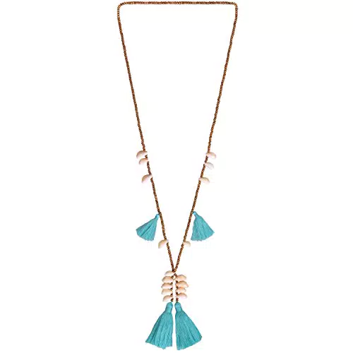 KELITCH Donna Cristallo Collana Di Dichiarazione Seashell Tassel Pendant Charm Pendant Handmade Boho Collana