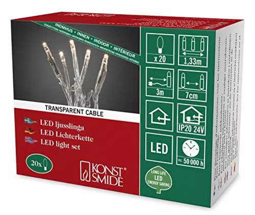 Konstsmide catena luminosa a micro LED, 20 diodi a luce bianca calda