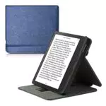 kwmobile Custodia verticale compatibile con Kobo Libra 2 - Cover con fascia mano e leggìo - Case Custodia e-Reader Flip