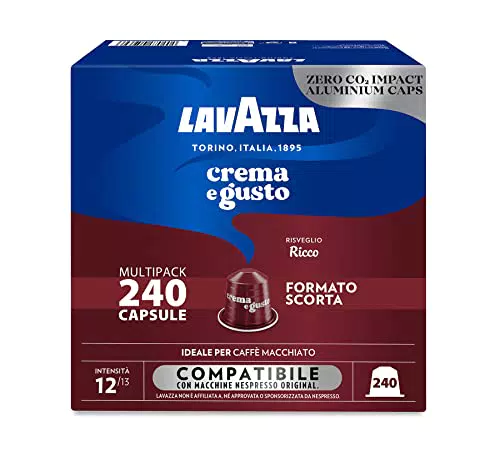 Lavazza, Crema e Gusto Ricco, 240 Capsule in Alluminio Compatibili con Macchine Nespresso Original