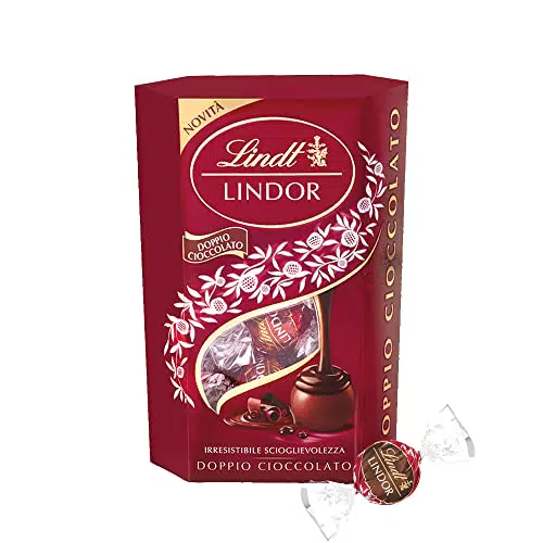 Lindt Lindor Doppio Cioccolato Praline di Cioccolato al Latte con Ripieno Fondente 16 Cioccolatini
