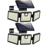 Lampada Solare da Esterno con Sensore di Movimento, 2 pezzi, nero