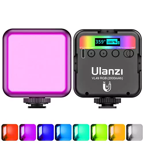Luce Video RGB Led, ULANZI VL49 Faretto Led Dimmerabile 2500K-9500K Temperatura di Colore con Batteria Integrata