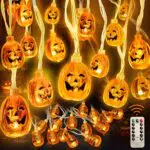 Luci Halloween Zucca 4.5M 40LED, Catene Luminose con 8 Modalità e Telecomando