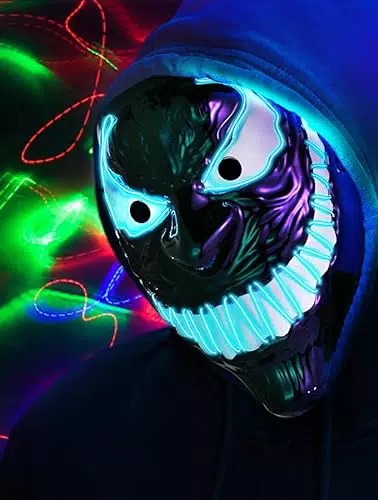Maschera Di Halloween A Led, Maschera Di Luce Spaventosa Con 3 Modalità Di Luce