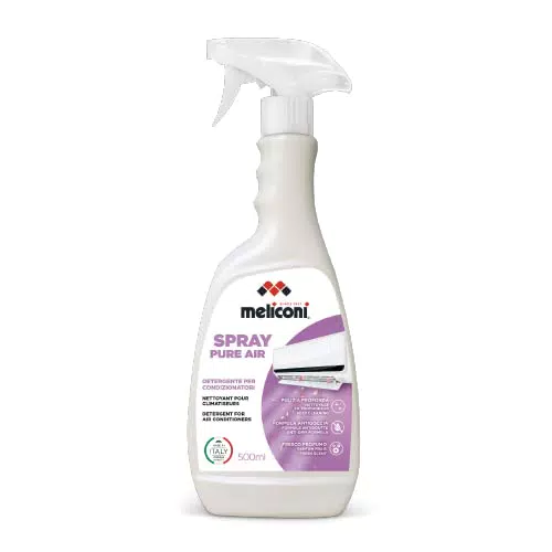 Meliconi Spray Pure Air-Detergente, rimuove la Polvere e residui da filtri e Altri componenti del condizionatore Adatto Anche per Pompe di Calore e depuratori d'Aria. 500ml