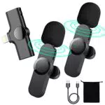 Microfono Wireless Lavalier per iPhone, 2, 4GHz Mini Microfoni per Smartphone Cellulare Professionali