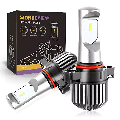 MONDEVIEW Kit Lampadina PSX24W LED PS24W/5202/5201/H16 per Fendinebbia 9009 Antinebbia 55W 8000LM 6000K Disegno 1:1 Alto Potenza CSP LED DRL Senza Ventola Kit di Conversione Bi-xeno/Alogeni IP67
