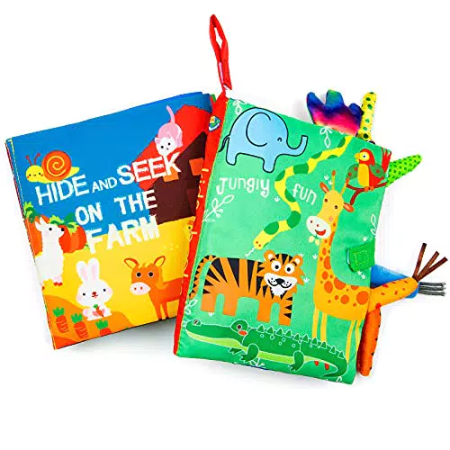 MOOKLIN ROAM 2 Pezzi Libri in Tessuto Morbido, Libro con Coda di Animal