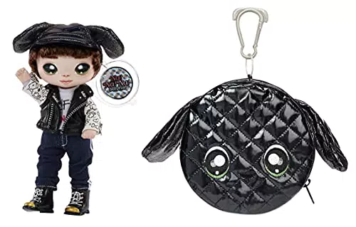 Na! Na! Na! Surprise Moda 2-in-1 e Borsa Metallizzata Serie Glam-da Collezione-Bambolotto Mora con Cappello con Orecchie da Cane e Borsetta a Forma di Cagnolino-Maxwell Dane