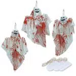 NEXVIN Halloween Decorazioni Esterno, 3 Pezzi Fantasma Decorazioni Halloween Da Appendere con 10 Rosso LED Luce