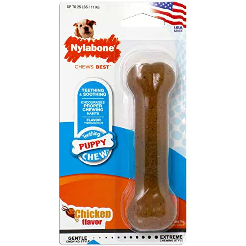 Nylabone Osso per cuccioli Puppy Bone, Giocattolo masticabile per la dentizione e l'igiene dentale dei cuccioli