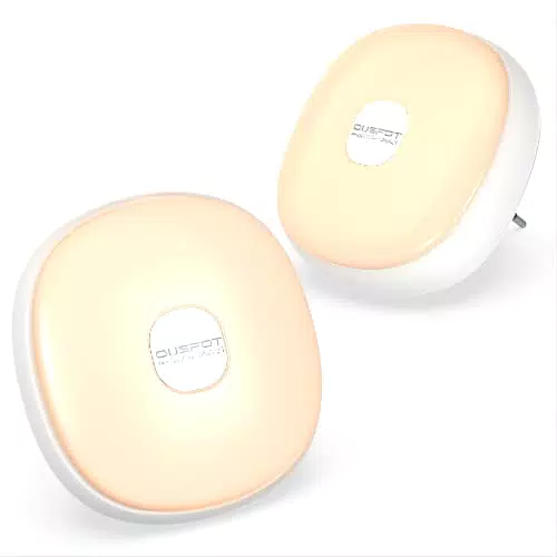 OUSFOT Luce Notturna Bambini Automatiche Luce Notturna Led con Sensore Crepuscolare Cura Degli Occhi Plug-and-Play & Batteria Ricaricabile per Allattamento Camera Corridoio Cucina Scale 2 Pezzi