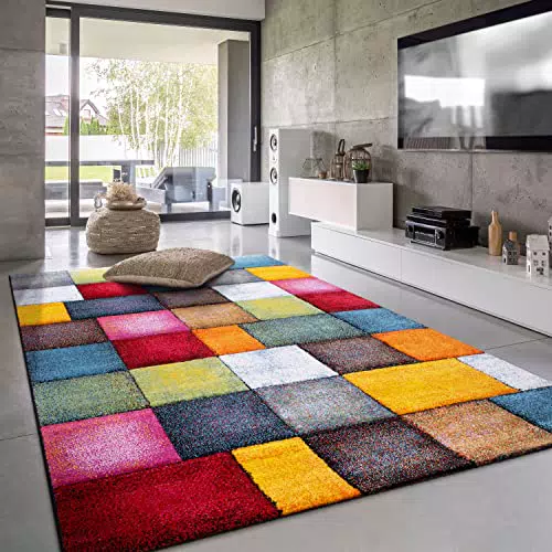 Paco Home Tappeto Salotto Moderno Pelo Corto Moderno Motivo Geometrico 3D