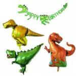 PartyWoo Palloncini Compleanno 3 Dinosauri Palloncini in Alluminio&1 Dinosaur Buon Compleanno Banner Decorazioni Festa per Compleanno Ragazzi Dinosauri Festa Giurassico Festa - Rosso Giallo Verde