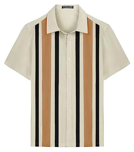 PaulJones Camicia da uomo in lino, vestibilità normale