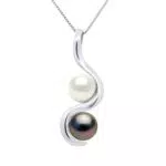 PEARLS & COLORS - Collana Vere Perle Coltivate di Tahiti e Acqua Dolce Rotonde 8-9 mm - Qualità A + - Argento 925 - Gioiello da Donna