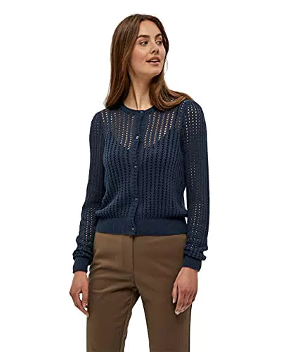 Peppercorn Libby Round Neck Knit Cardigan Donna, Blu