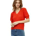 Peppercorn Rosalia Puff Sleeve Knit Tee Donna, Arancione