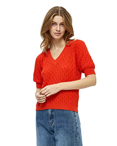 Peppercorn Rosalia Puff Sleeve Knit Tee Donna, Arancione