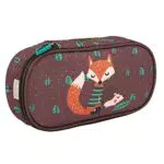 PERLETTI Astuccio Ecologico Bambina Bambino Volpe e Riccio - Astuccio Piccolo con Cerniera Materiale Riciclato - Porta Penne Matite Asilo Scuola Elementare Pratico Resistente - 5x22x10 cm